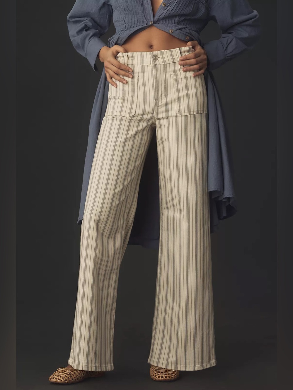 Anthropologie FRAME Le Slim Palazzo High-Rise Wide-Leg Jeans Size 30 Retro 70s